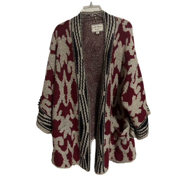 Lucky Brand Sweaters - Lucky Brand Burgundy and Cream Cardigan
